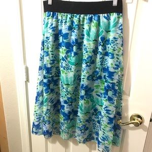 LuLaRoe Green and Blue Floral Skirt